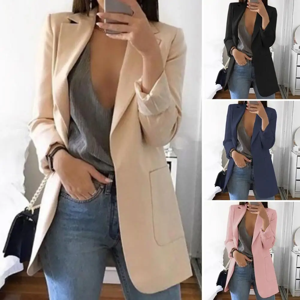 

Windproof with Lining Women Open Front Casual Jacket Blazer for Work
