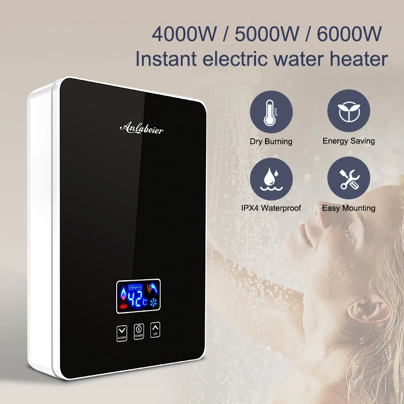 Фото Многоточечный проточный электрический водонагреватель 6000W 5000W 220V 230V для душа и ванной комнаты, без бака №5