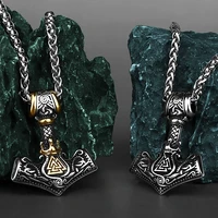 nordic mjolnir valknut rune necklace mens amulet pendant stainless steel viking scandinavian vienna pendant necklace gift