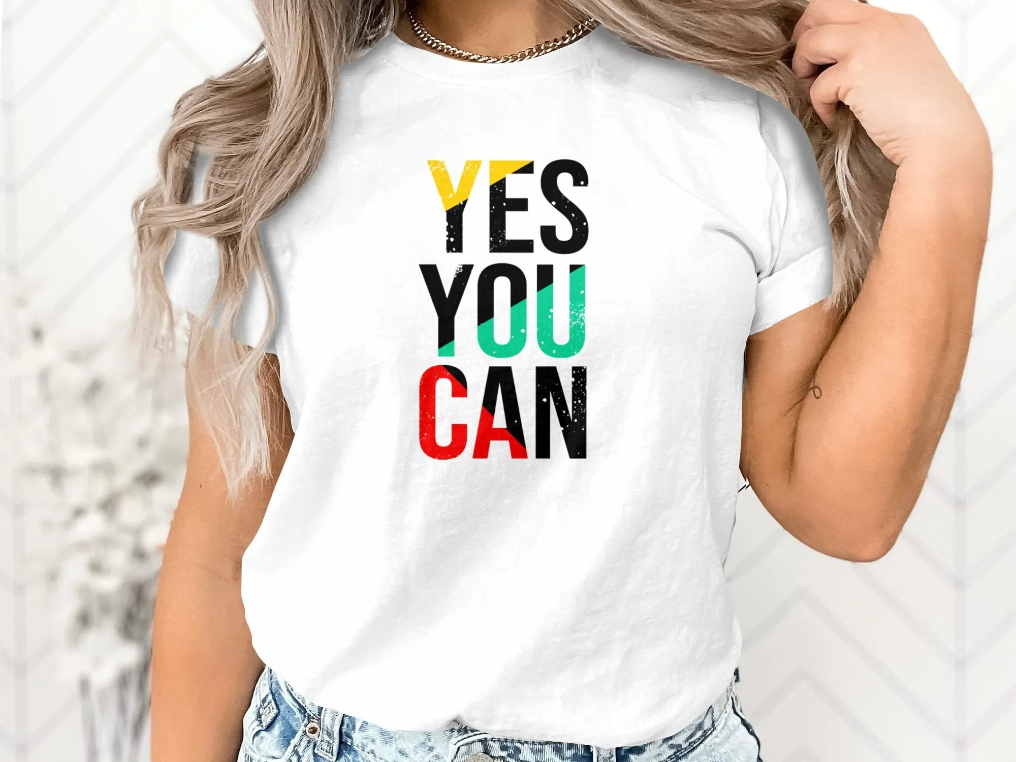 Футболка с цитатой Yes You Can Motivational Incentive Encouraging Slogan Presents Kids