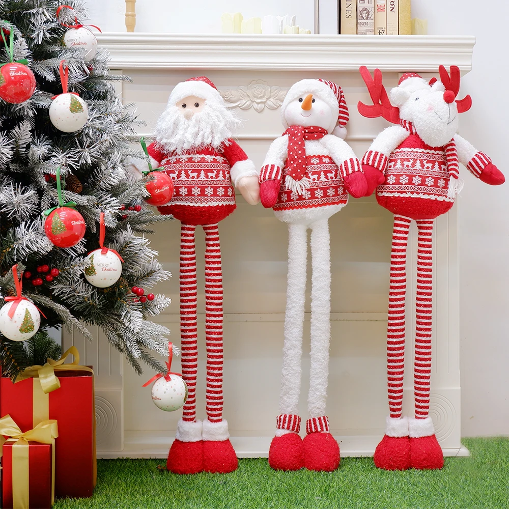 

Big Size Christmas Dolls Retractable Santa Claus Snowman Elk Toys Xmas Figurines Christmas Gift for Kid Red Xmas Tree Ornament