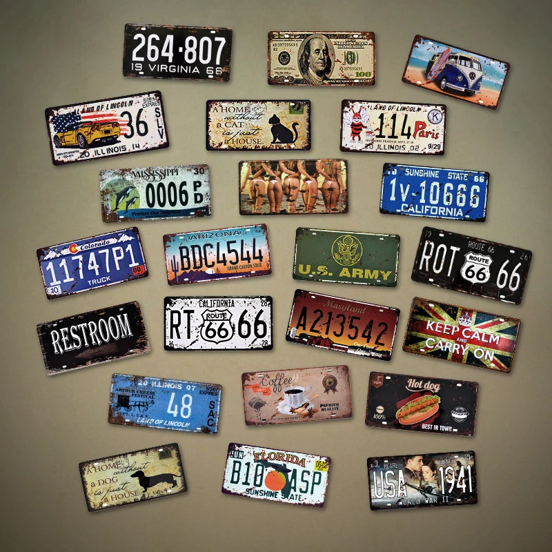 

Американский номерной знак для автомобиля, металлический знак, винтажный стиль, Настенный декор для бара, паба, номерной плакат, изготовлен...