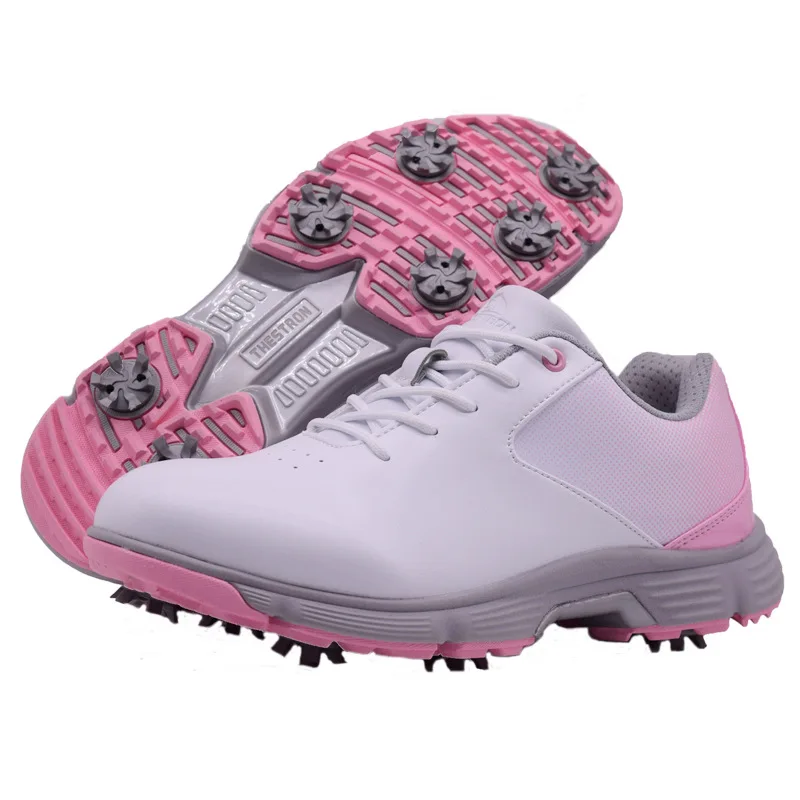 Women Golf Shoes Spikeless Anti Slip Waterproof Breathable Quick Lacing Casual Sneakers Sports Lady's Golf Shoes B50078