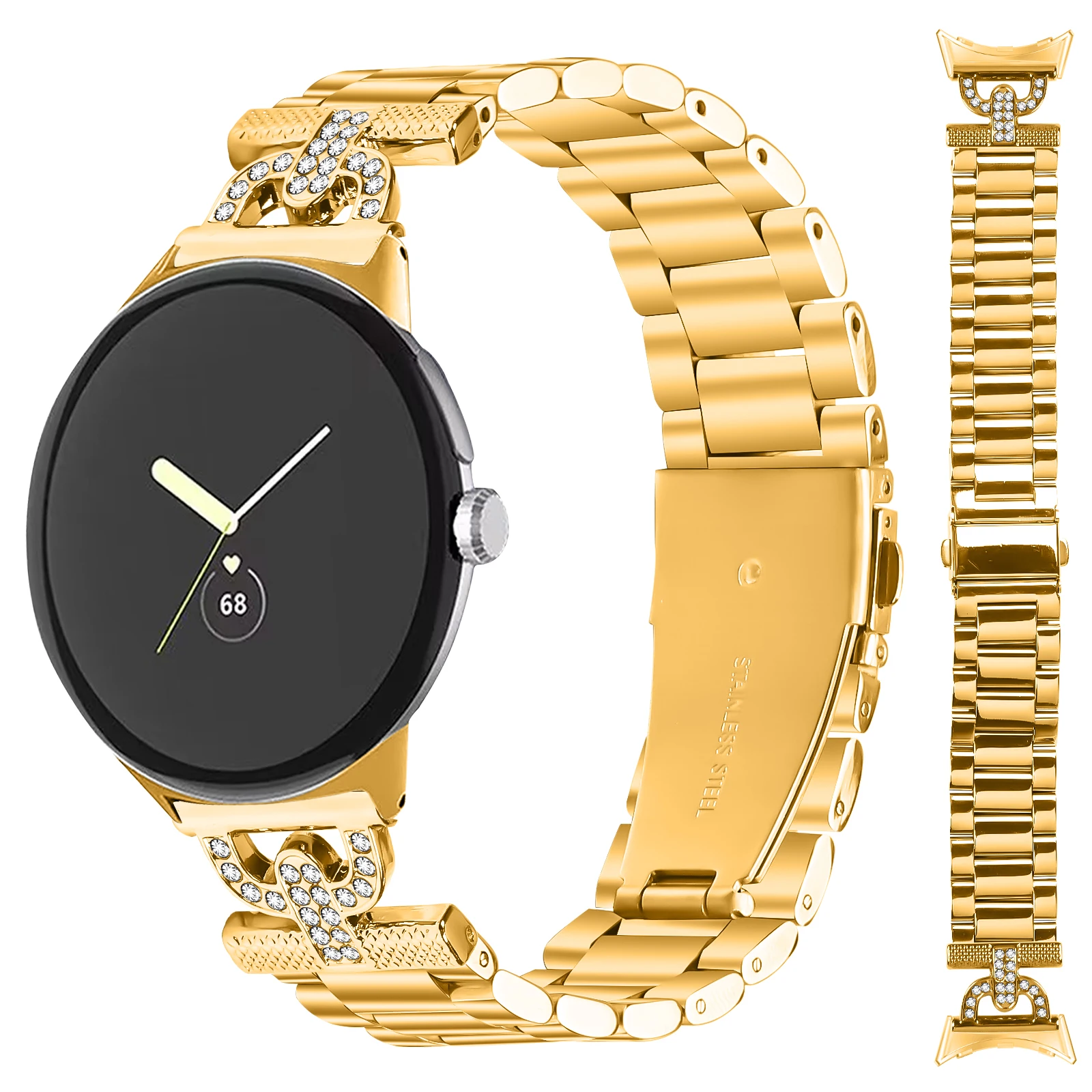 Фото Металлический ремешок для Google Pixel Watch2/1, сменный браслет из нержавеющей стали без зазоров для Google Pixel Watch3 4 41 мм, аксессуары №4