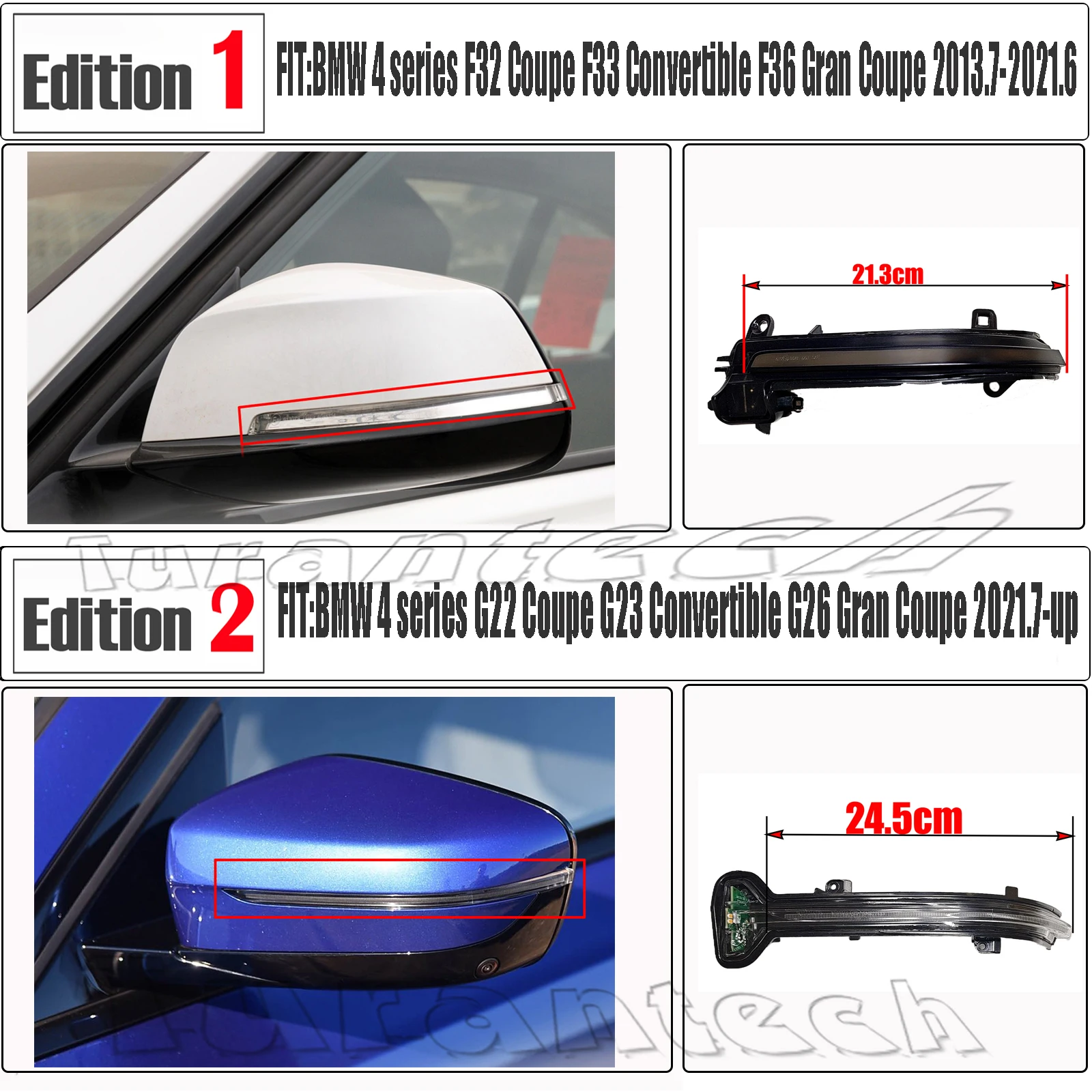 2 шт. указатель поворота для BMW 4 серии 428i 428ix 430i 430ix 435i 435ix 440i 440ix Янтарная крышка