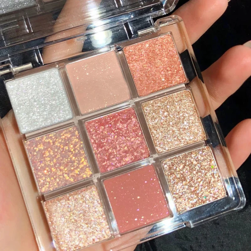 

Transparent Nine-color Acrylic Eyeshadow Palette Pearlescent Matte Earth Color Nine Square Grid Eyeshadow Maquillaje TSLM1