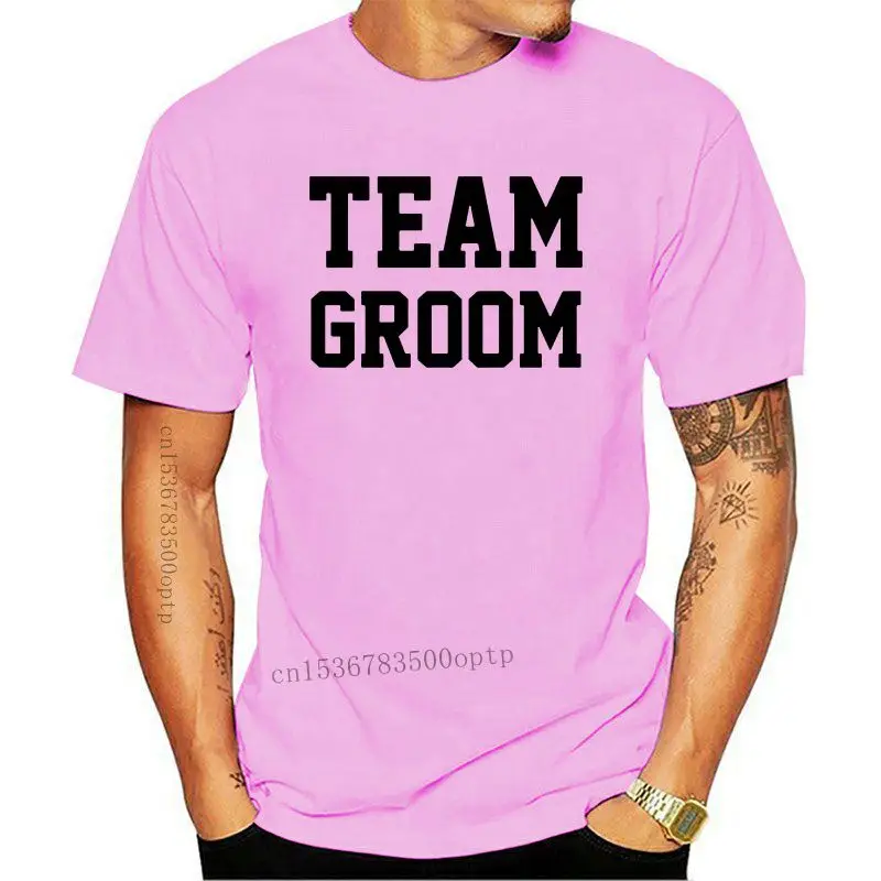 

Camisetas del equipo novio para hombre, camisetas de algodón de manga corta con estampado de cuello redondo, S-5XL marido, boda,