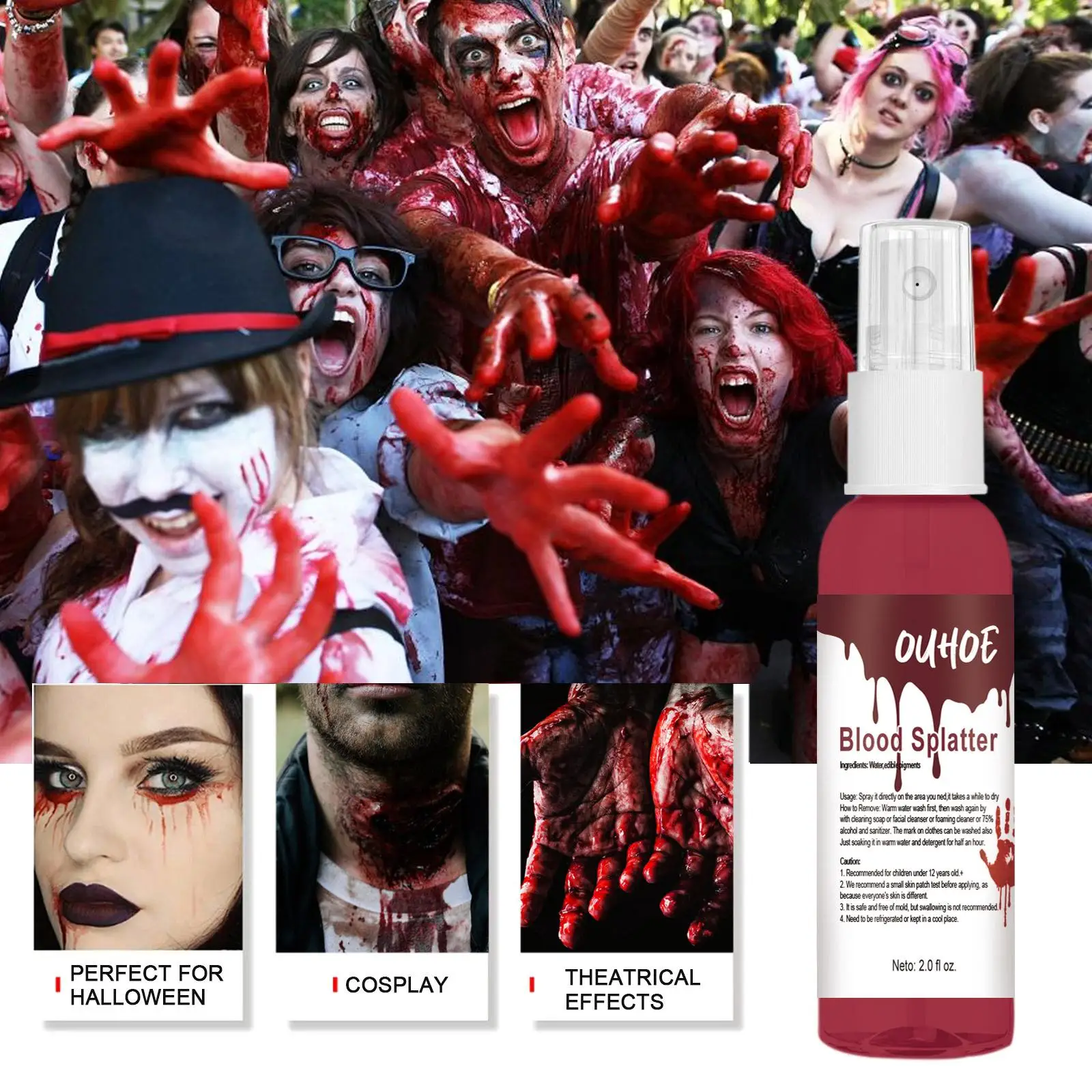 

Реалистичный искусственный спрей крови для хэллоуивечерние, 60 мл, искусственный псевдокрасный макияж для девочек, реквизит, плазменный спр...
