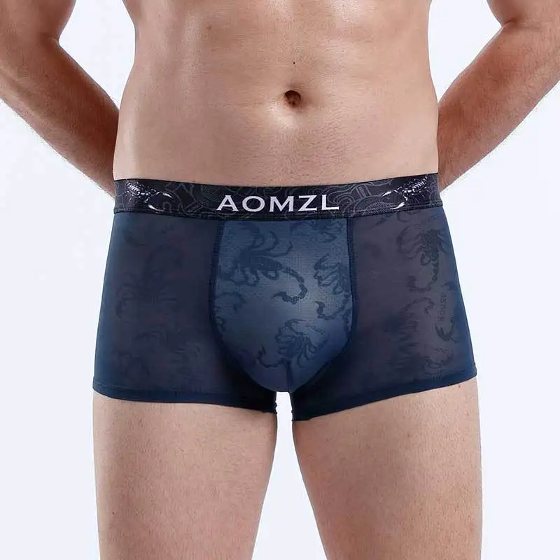 

Men's Underpants Boys Ice Silk Underpants Scorpion Men's Jacquard Boxers Ultra-thin Pants Breathable Boxers