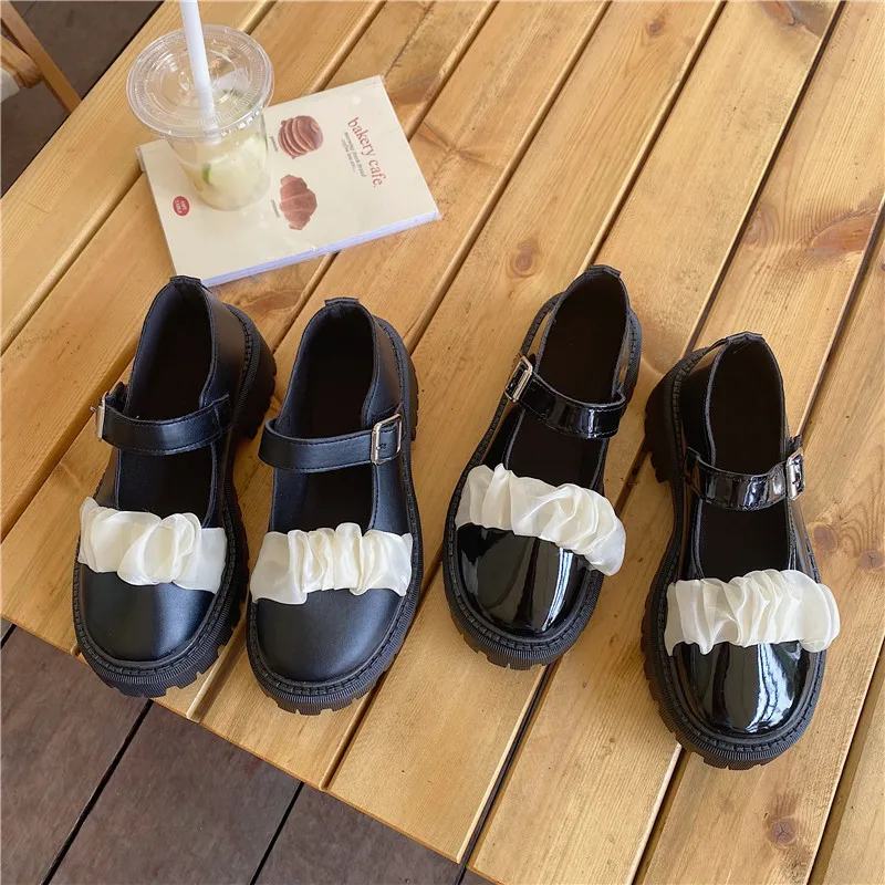 

British Style Womens Derby Shoes Female Footwear Clogs Platform Preppy Leather Dress Creepers New Summer Hoof Heels Mary Janes C