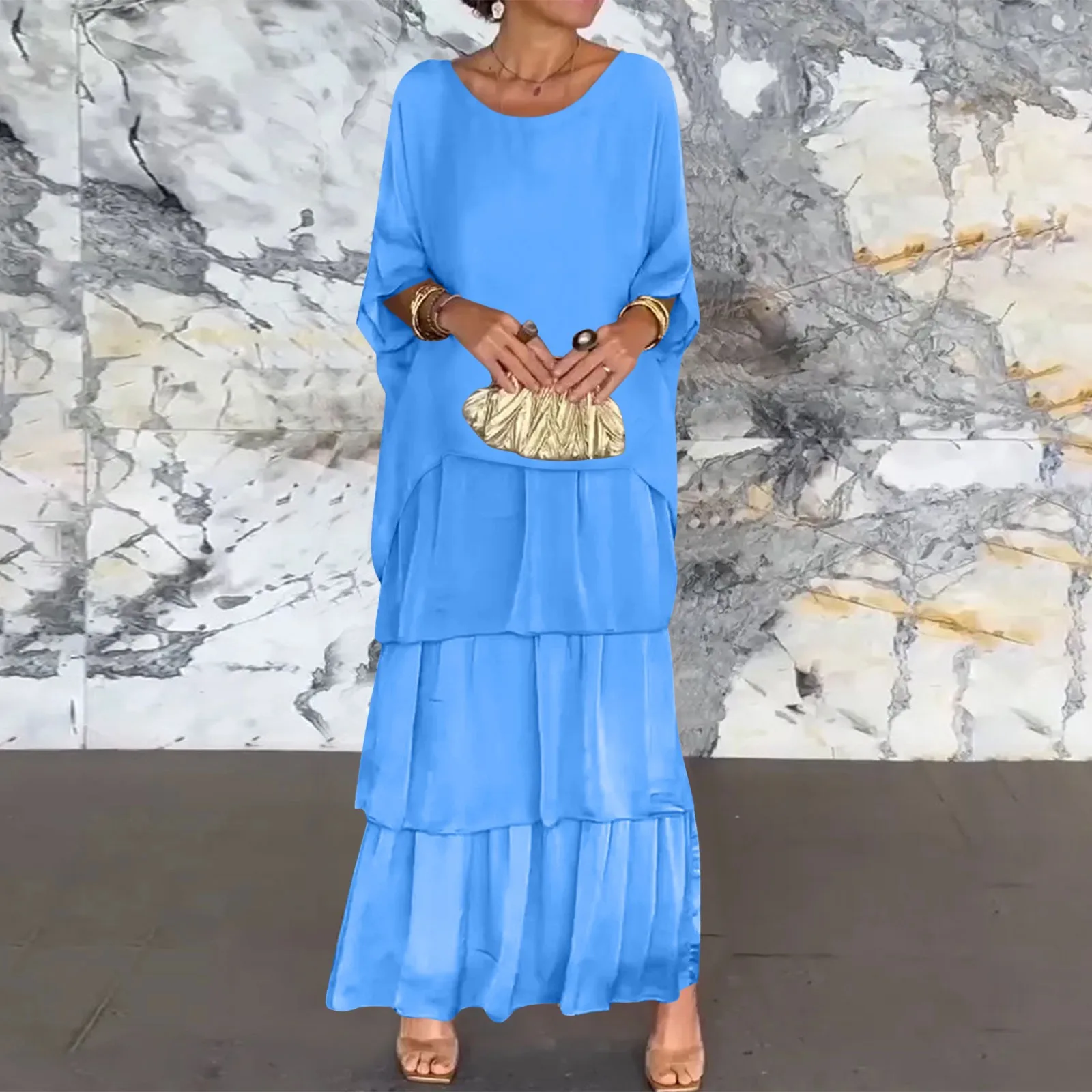 Повседневное свободное шифоновое длинное платье-кекс женское в художественном