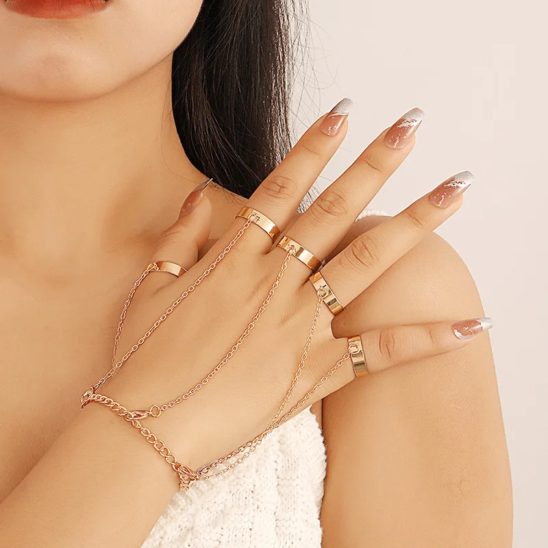 

Bohemian Love Couple Bracelet Party Gift Temperament Punk Butterfly Pearl Charm Finger Chain Jewelry Accessories for Girlfriend