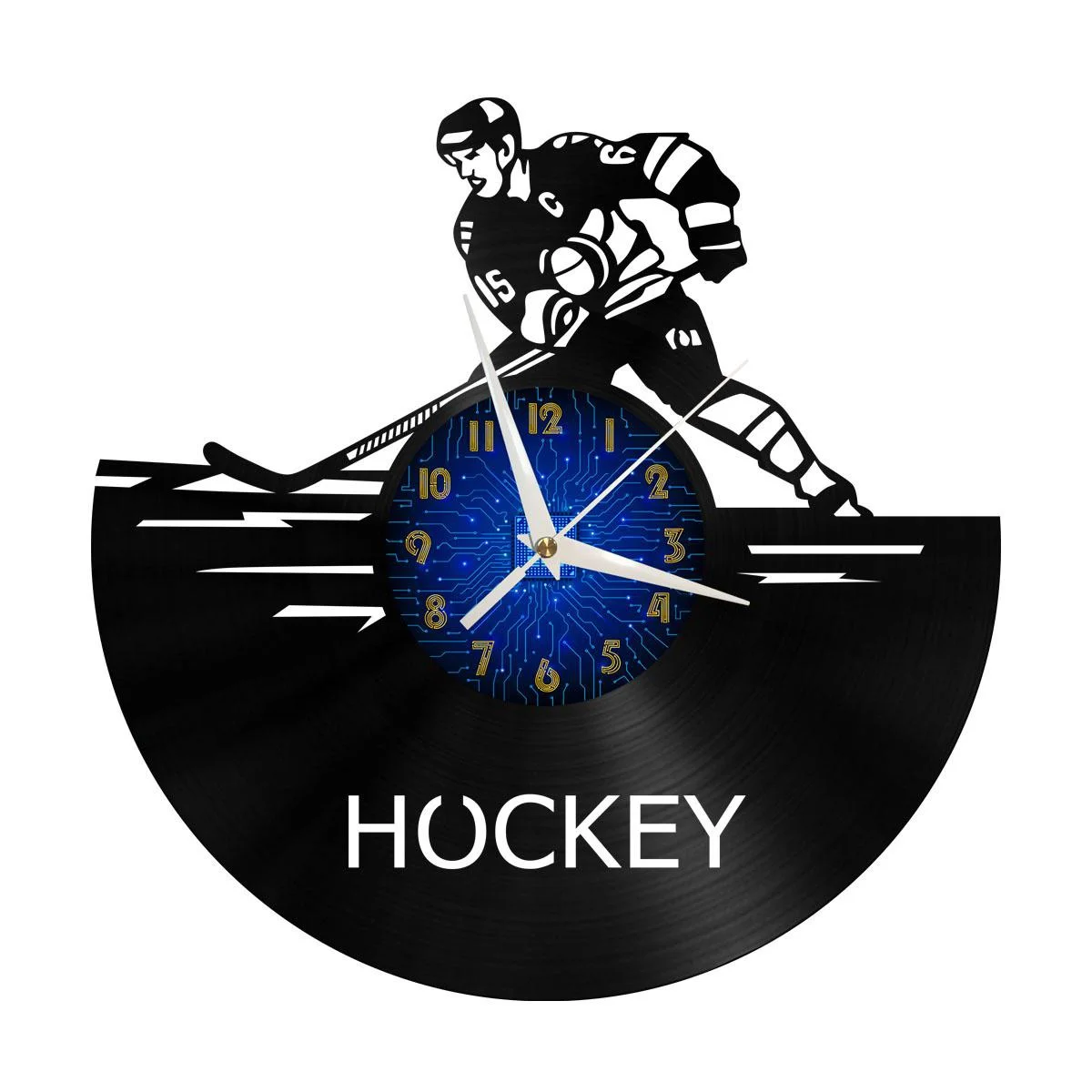 

Hockey Game Vinyl Wall Clock, Vinyl Record Clock Wall Art Silent & Non-ticking