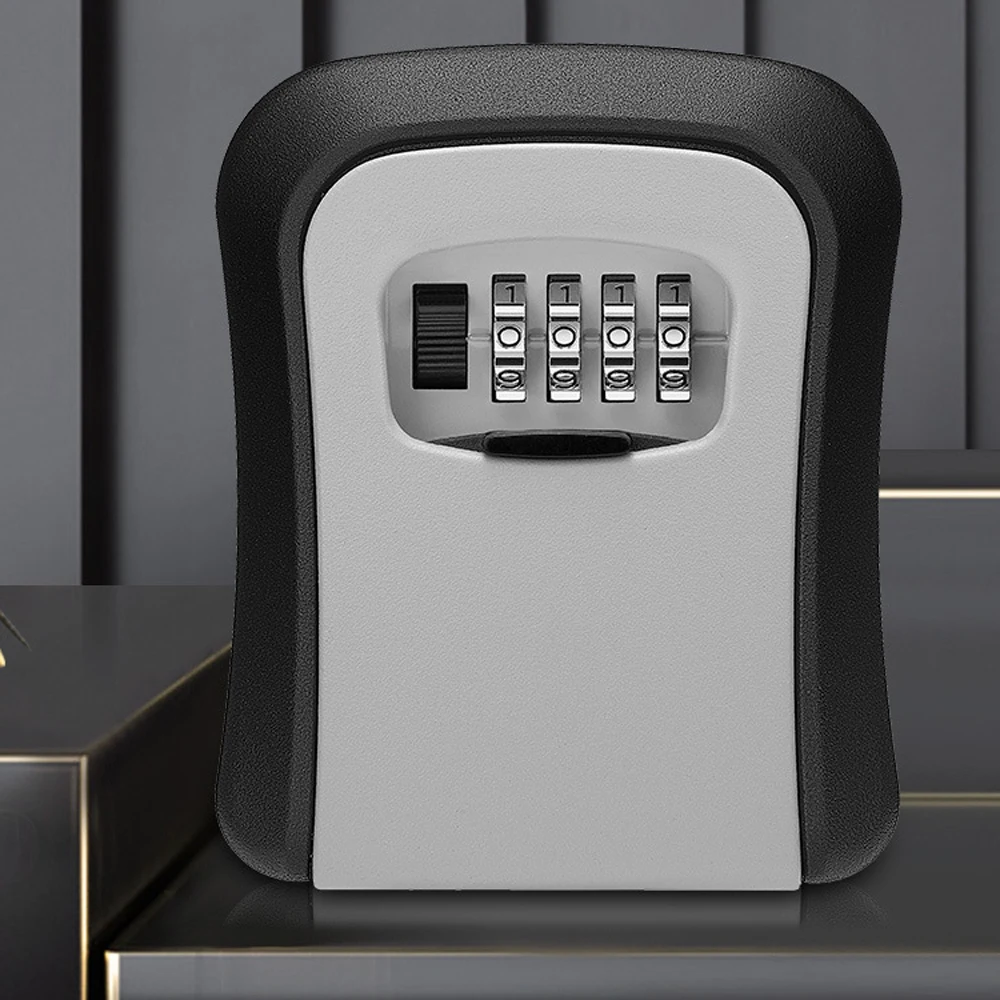 

Wall Mount 4 Digits Combination Lockbox Outside, Waterproof Outdoor Key Hider for House , Resettable Safe Security Password B