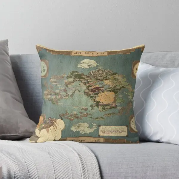 

Avatar The Last Airbender Map Printing Throw Pillow Cover Office Throw Car Square Cushion Comfort Anime Bed Pillows not include