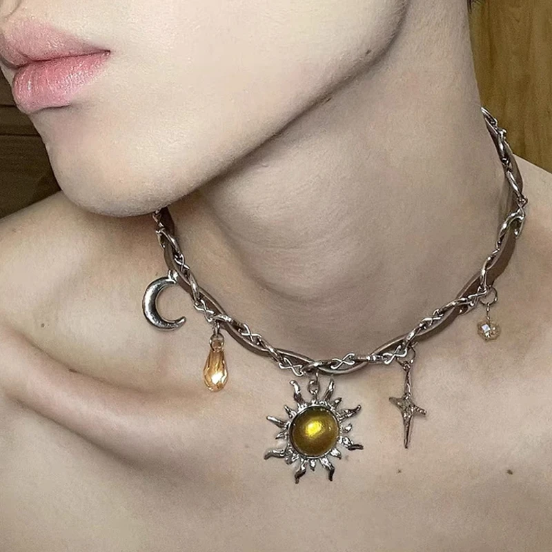 Женское ожерелье с подвеской-крестом винтажное подвеской в стиле панк из кожи