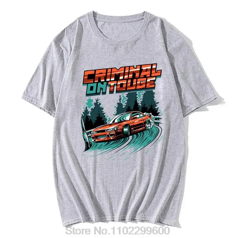 Футболка мужская с принтом инициала D Touge хлопковая короткая футболка Silvia S13