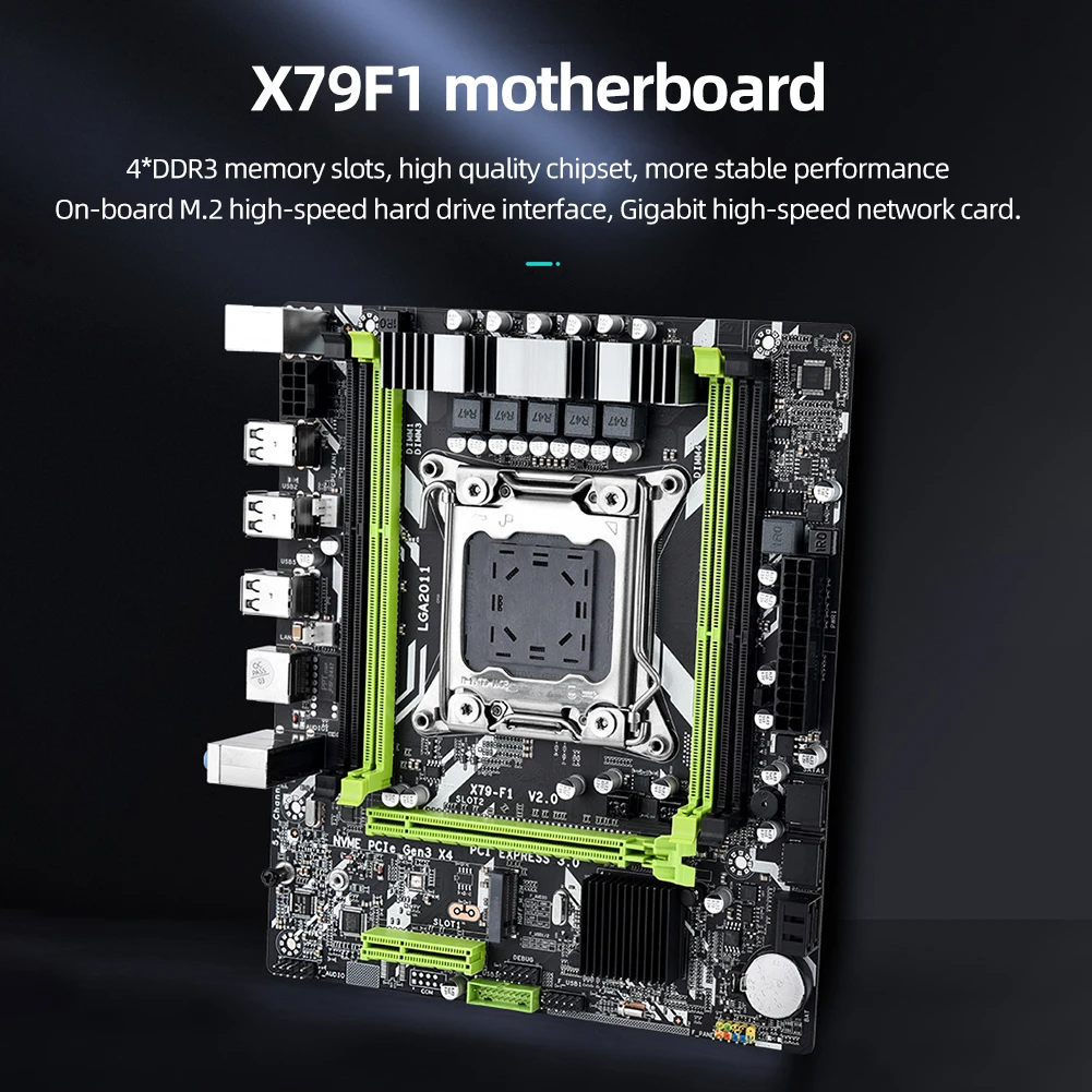 

X79-F1 E5 V2 материнская плата с интерфейсом M.2 USB2.0 4 слота DDR3 SATA2.0 материнская плата для настольного ПК материнская плата для Xeon 2011 E5 V2