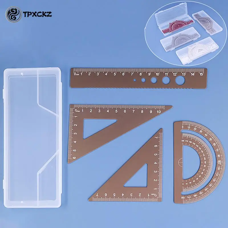 

4 шт. набор линейки для студентов Многофункциональный осмотр набор для детей металлическая линейка транспортир набор измерительных инстру...