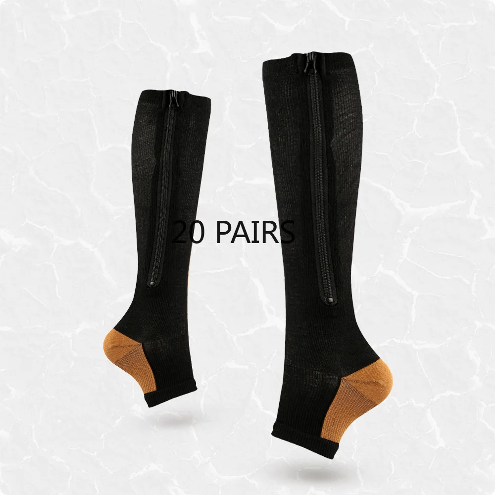 Sports Socks Compression Socks 20 PAIRS Compression Zipper Socks Compression Sock SPORT Elastic Socks with Zipper