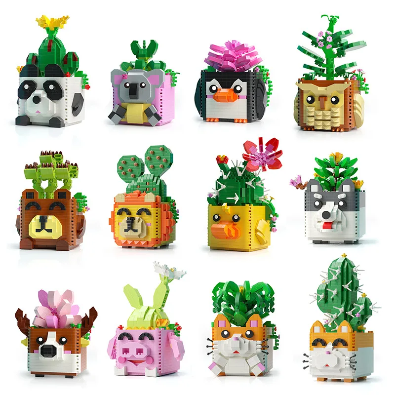 

Bouquet Building Blocks Pink Cherry Blossom Plant Model DIY Succulent Potted Flowers Assembled Bricks Girl Gifts Children's Toys