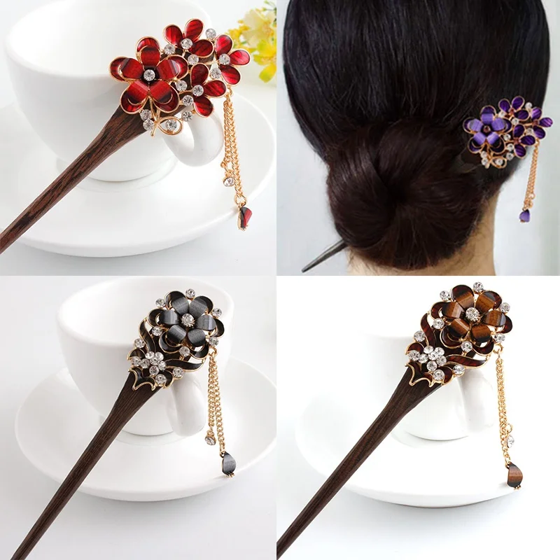 

Vintage exquisite Classic women's hairpin national style Flower Rhinestone Hair Accessories
