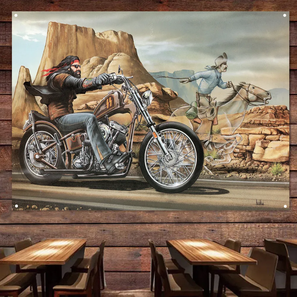 

Призрачный гонщик мотоцикл дневной свет баннер мотор гонщик декор плакат настенное искусство фотография автомобиля для гаража мужская пещера