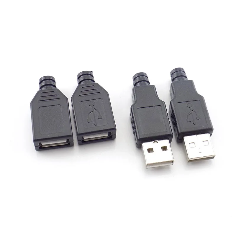 

5-в-1, 5-2а, USB-разъем типа А, «папа», USB 2,0, 4-контактный адаптер, гнездо для припоя с черной пластиковой крышкой, разъем «сделай сам»