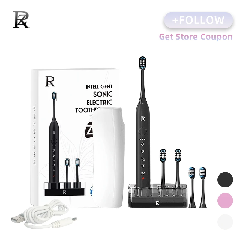 

ZR Z5 Sonic Electric Toothbrush Dupont Bristles Adult IPX8 Waterproof USB/Wireless Charging 5Modes Timer Couple Gift