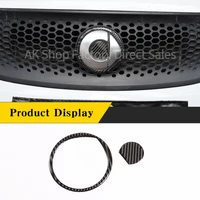 for mercedes benz smart 453 2016 2021 real carbon fiber car front logo circle panel cover decorative sticker car accessories