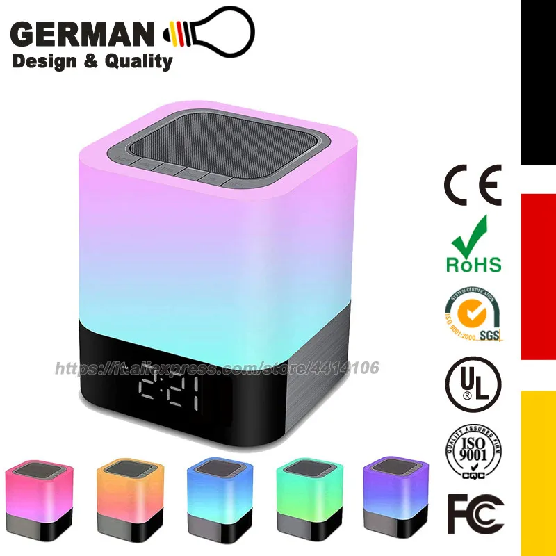 Night Light Bluetooth Speaker, Dimmable Bedside Lamp & Color Changing Table Lamp Music Player For Bedroom, Picnics