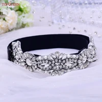 topqueen s237 d beautiful womens black elastic belts accessories luxury skirts rhinestone waistband for evening dresses gown