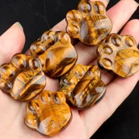 Энергетические камни с резьбой кошачья лапа, аметист, кварц, для дома