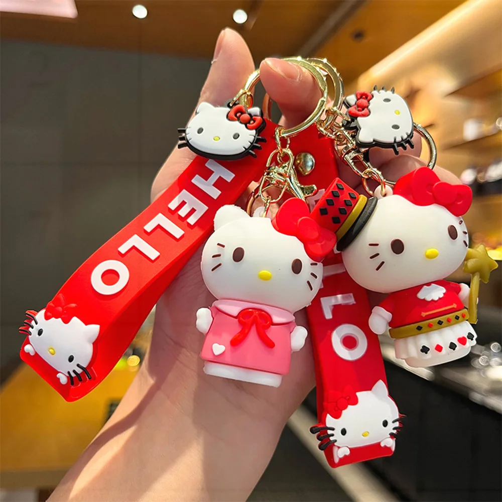 

Hello Kitty Anime Figure Hello Kitty Keychain Kawaii Cartoon Model Car KeyChains Backpack Pendant Ornaments Accessories Kid Toy