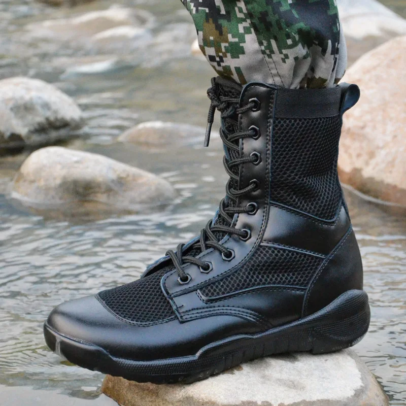 

Летние боевые ботинки для мужчин и женщин, альпинистские тренировочные легкие искусственные наружные походные дышащие сетчатые армейские ...