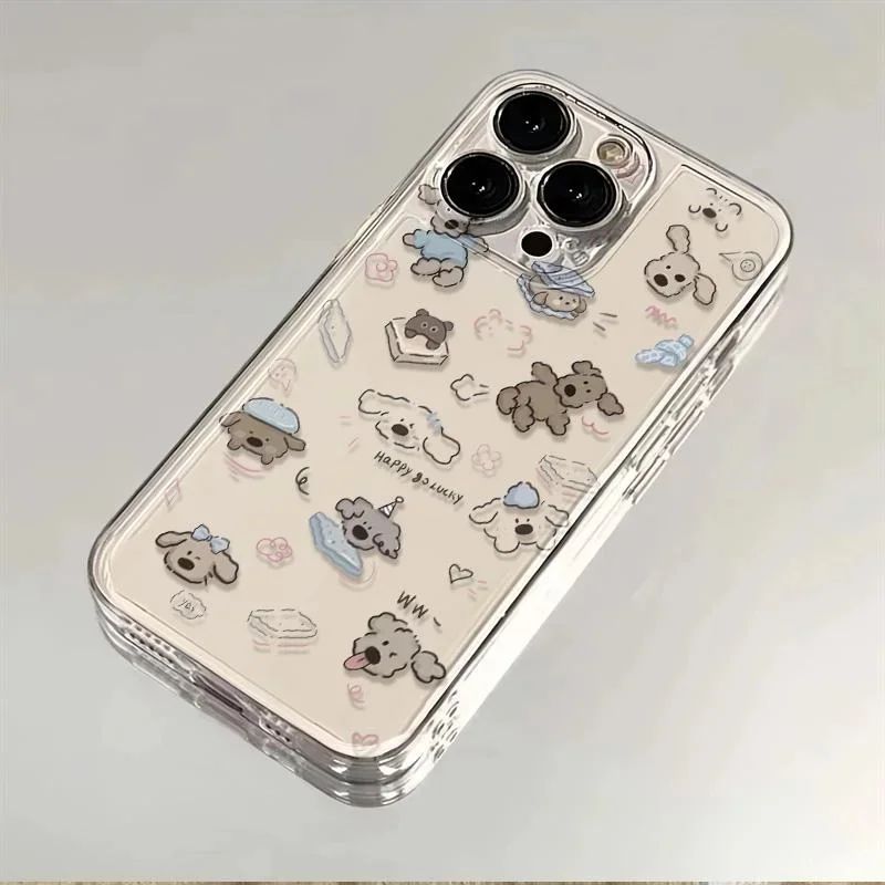 Прозрачный чехол для телефона с мультяшным рисунком собаки iPhone 7 8 plus xr x 11 12 13 14 15 pro