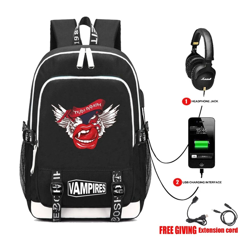 

The Vampire Diaries Backpack Oxford Cloth Breathable Leisure Wear-resistant Charging Large Capacity Outdoor Travel Laptop Bag
