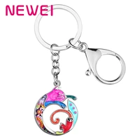 newei mothers day enamel cute round cat kitten keychains purse key chain ring gifts fashion jewelry for women teens accessories