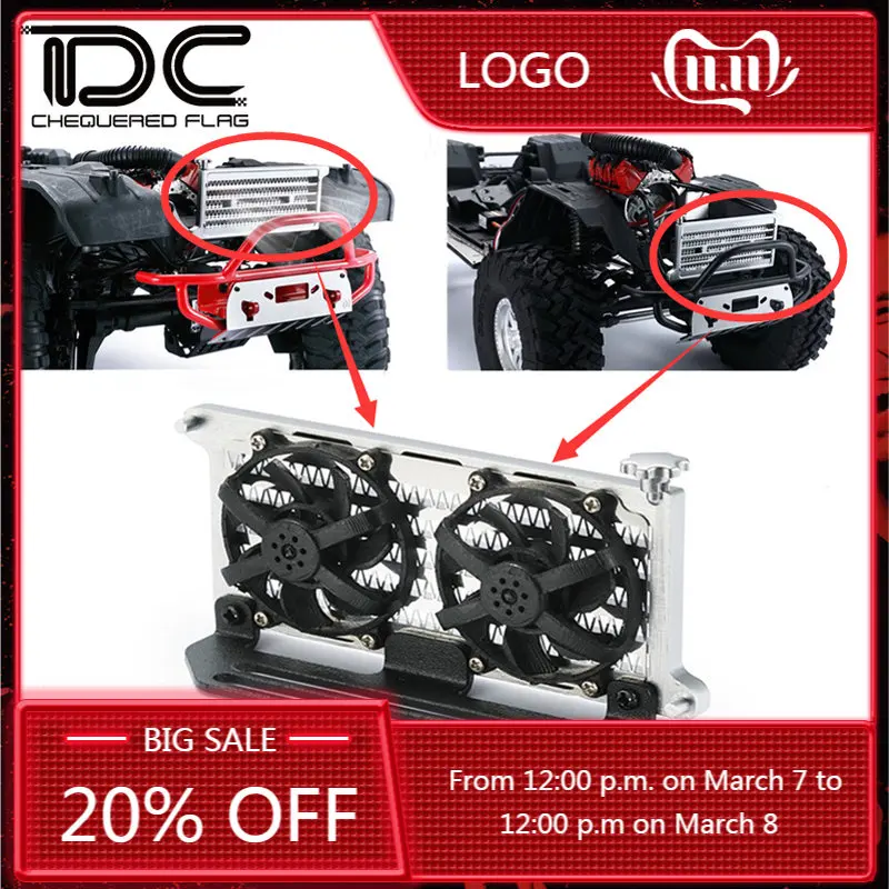 

1/10 Metal Cooling Water Radiator Tank for X6 Simulation Wrangler V8 with Rotatable Fan Cooling RC Car Accessories