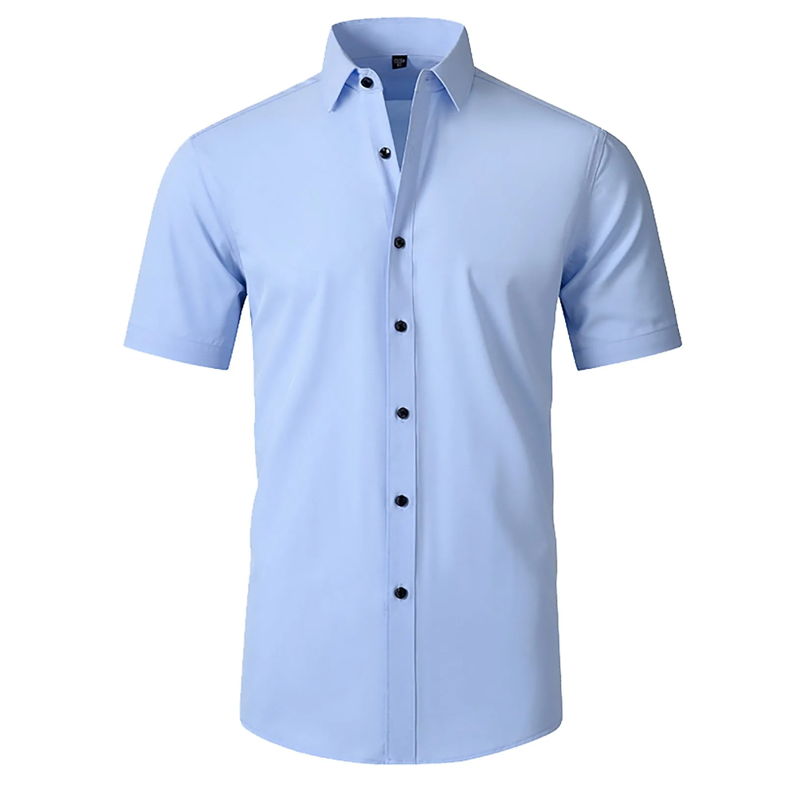 

Striped Tee Mens Dress Shirts Short Sleeve Performance 4 Way Stretch Wrinkle Frees Casual T Shirt V Neck Men Button Crotch Shirt