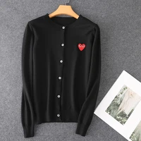 spring cardigan women thin long sleeve crew neck sweater couple embroidery love heart tops loose solid coat knitting cardigans