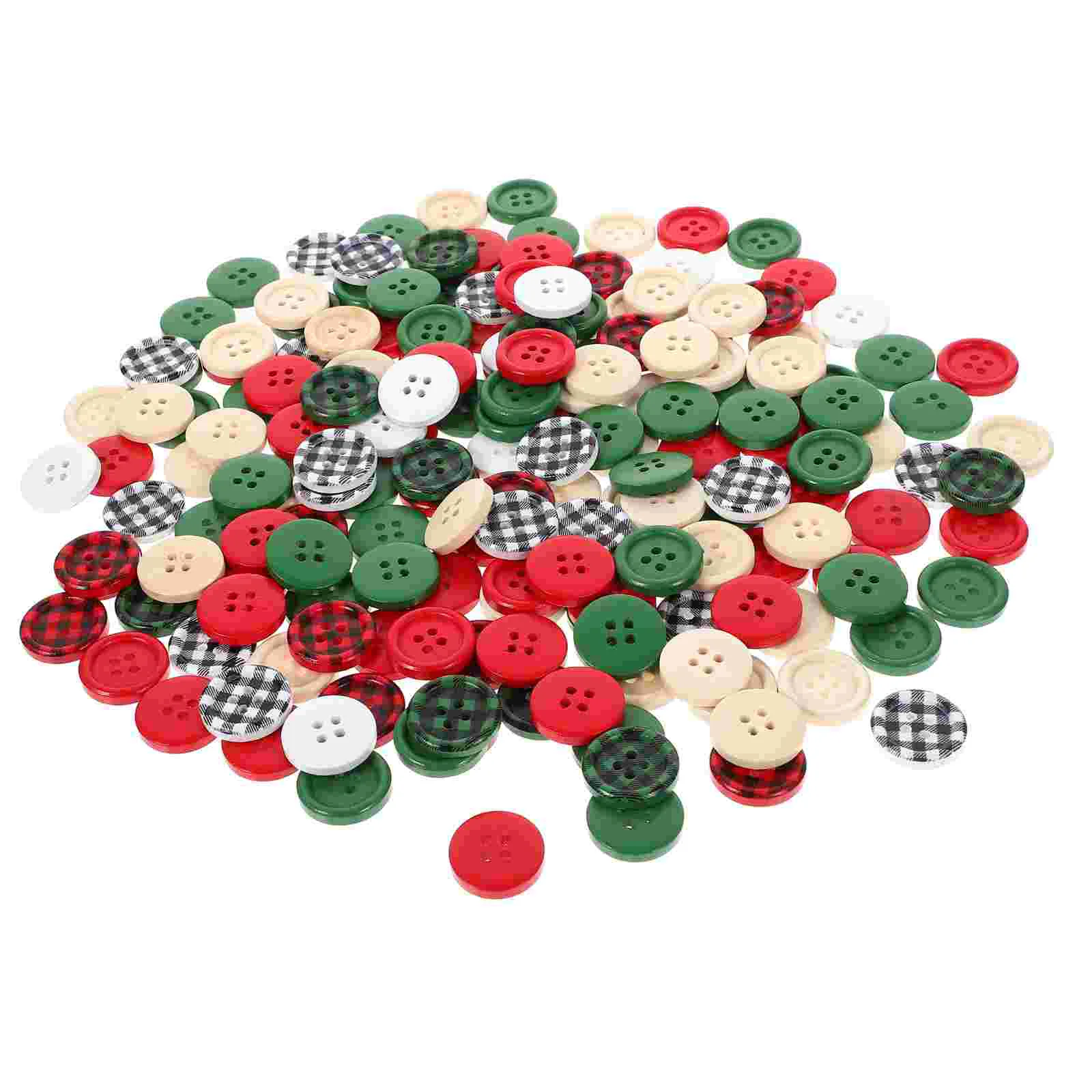 

300pcs Grid Christmas Buttons Holes Plastic Diy Handcraft Buttons Sewing Buttons