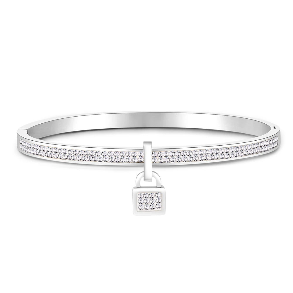 Новинка женский браслет с подвеской в виде розетки со стразами из нержавеющей