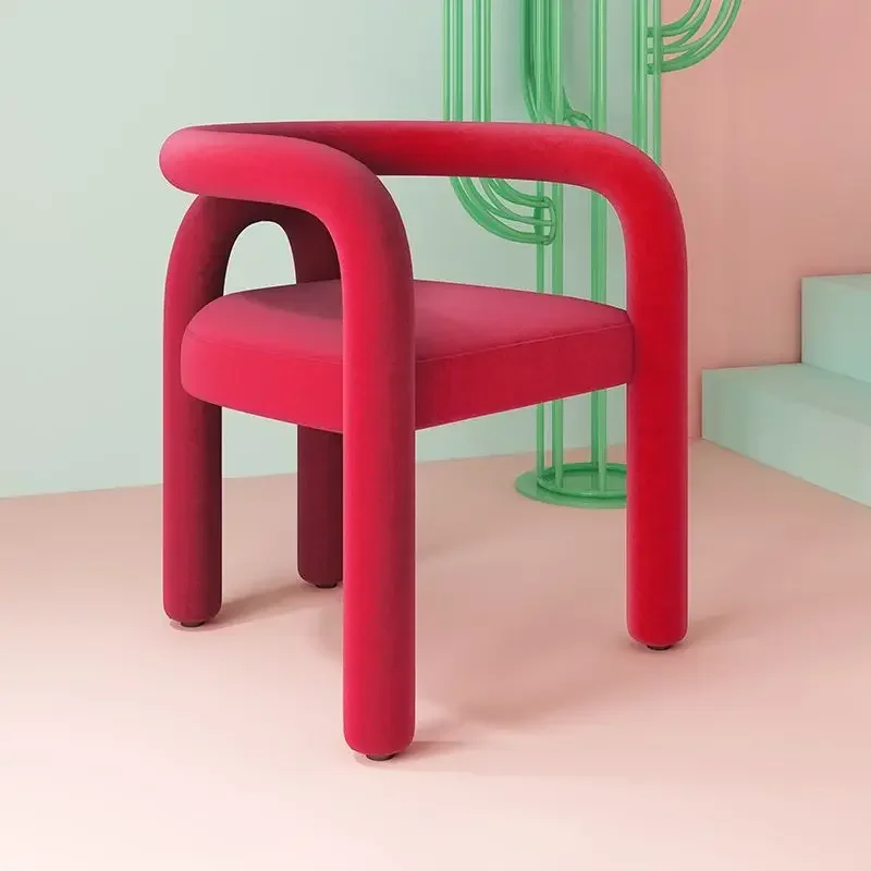 French Art Style Creative Elbow Chair with Armrests Internet Celebrity Designer Casual Color Back Home Makeup Stool