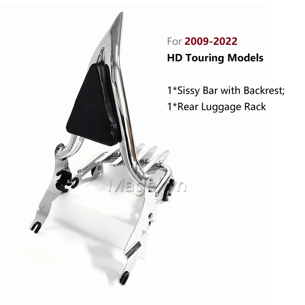 

1,5-дюймовая спинка-сисси-бар для пассажира с багажником для Harley Davidson Touring 2009-2026 Road King Street Glide CVO