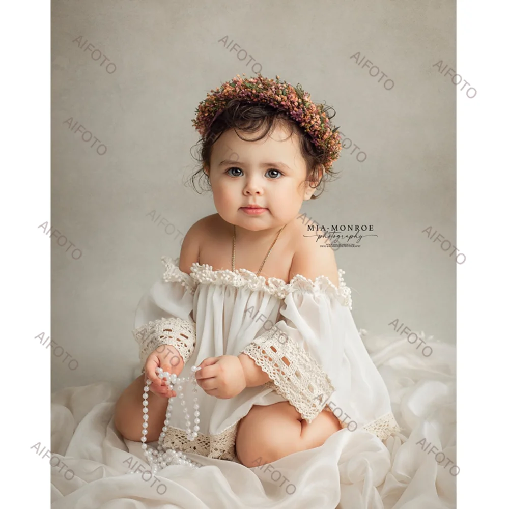 Baby Girl Clothes Newborn Photography Prop Dress Strapless Shoulder Flower Lace Skirt Outfit Infant Photo Shoot Suit Accessories