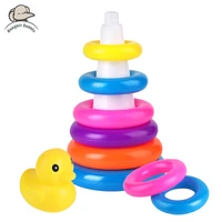 educational interactive plastic duck toys for kids baby montessori toys for children stacked rainbow circles games for kids