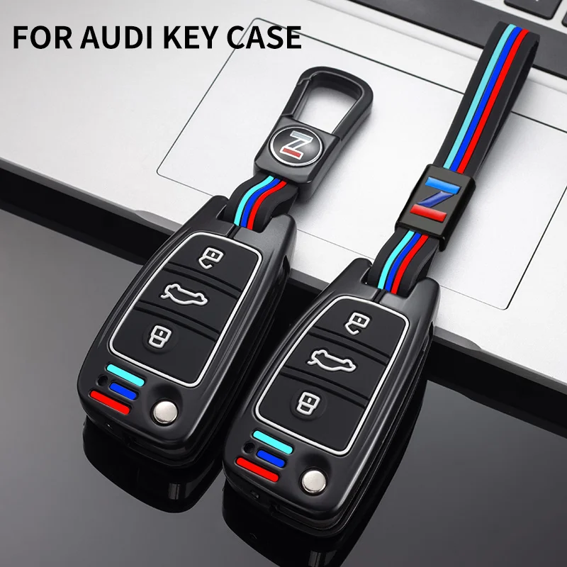 

luminous Zinc Alloy Key Case Bag for AUDI A1 A3 A4 A5 A6 A7 A8 Q3 Q5 Q7 Q8 TT etron Car Styling Holder Shell Keychain Protection
