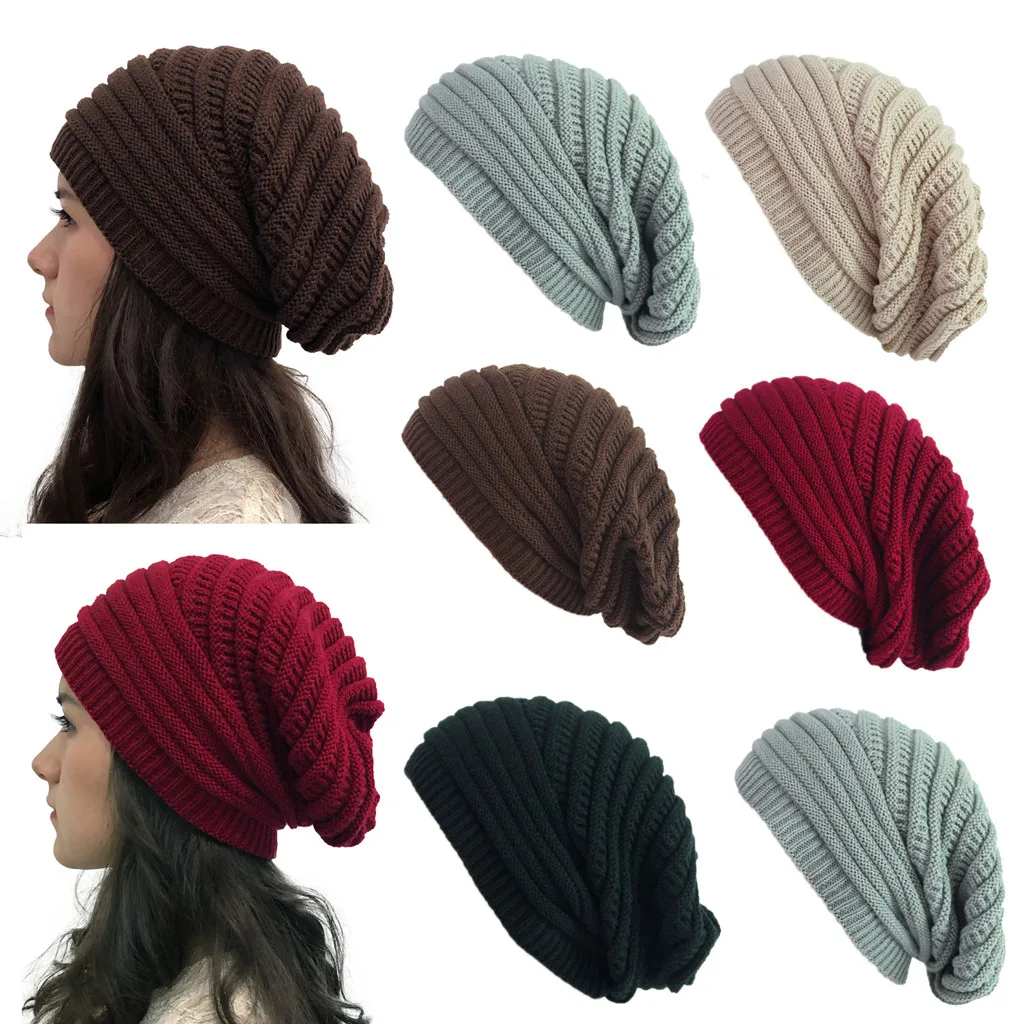 

Holey Outdoor Knit Cap Autumn Hats Solid Crochet Splice Women Winter Baseball Caps