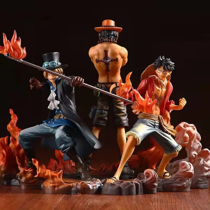 

3PCS Anime One Piece Figurine Monkey D Luffy Ace Sabo Three Brothers Set PVC Action Collection Model Toys doll Portgas D Ace